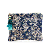 Load image into Gallery viewer, Geo Tribal Print Makeup Bag - Navy Blue